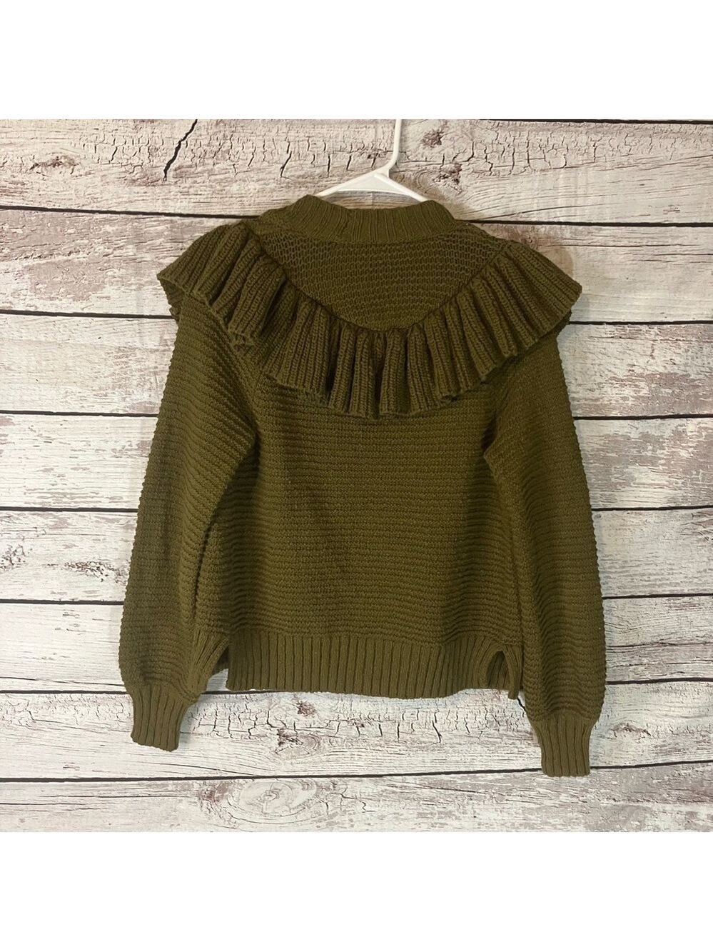 Madewell Ruffle Cardigan Sweater In Green - Picture 8 of 12